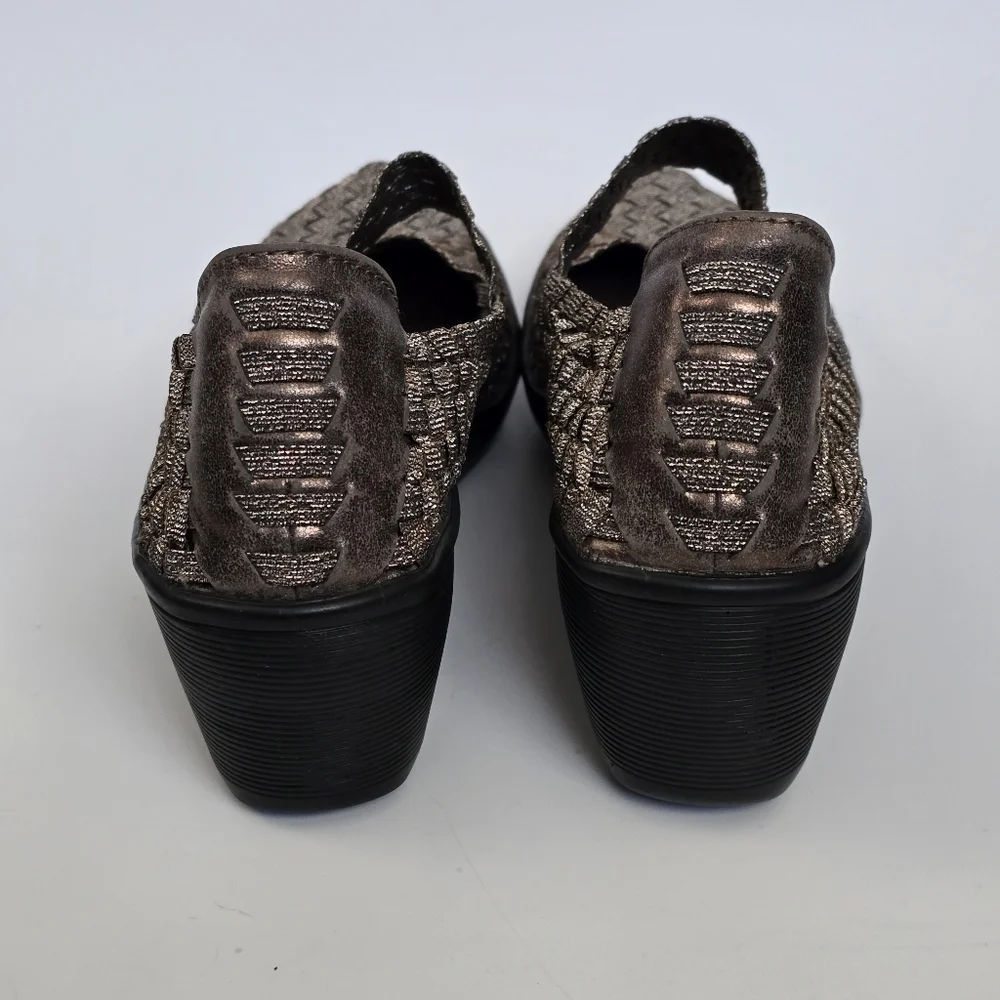 Bare Traps Ursala Bronze Metallic Woven Mary Jane Wedge Heels Shoes Size 7½